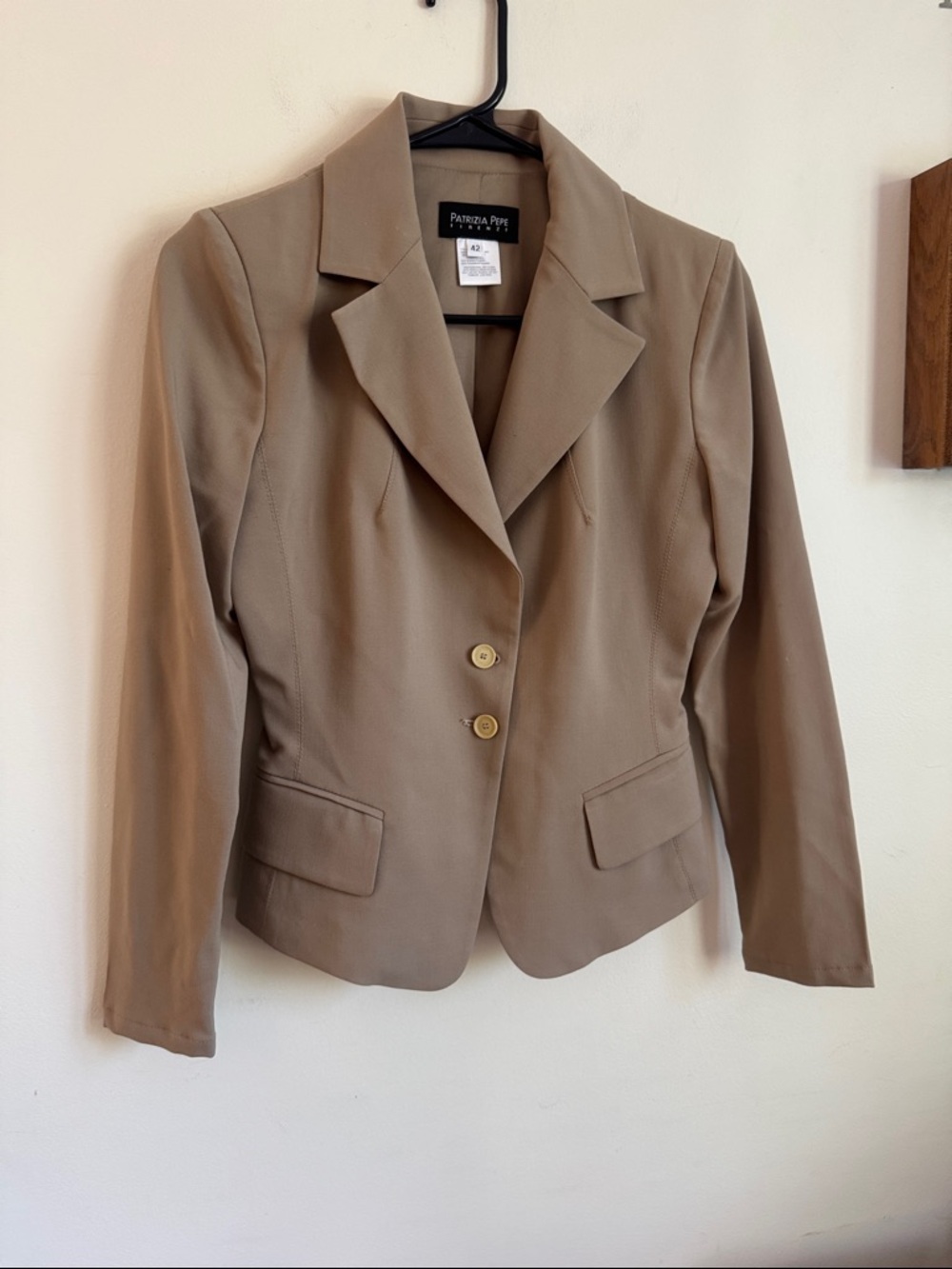 Patrizia Pepe Beige Two-Button Tailored Blazer